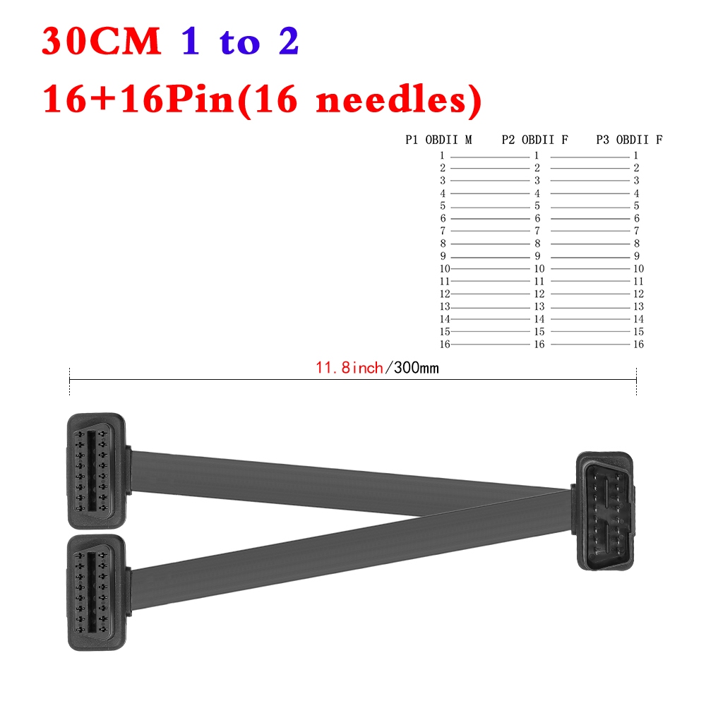 Dây Cáp Chuyển Đổi OBD 1 Sang 2 OBD2 16 pin Dài 30cm 60cm Kèm Công Tắc OBD Cho Xe Hơi