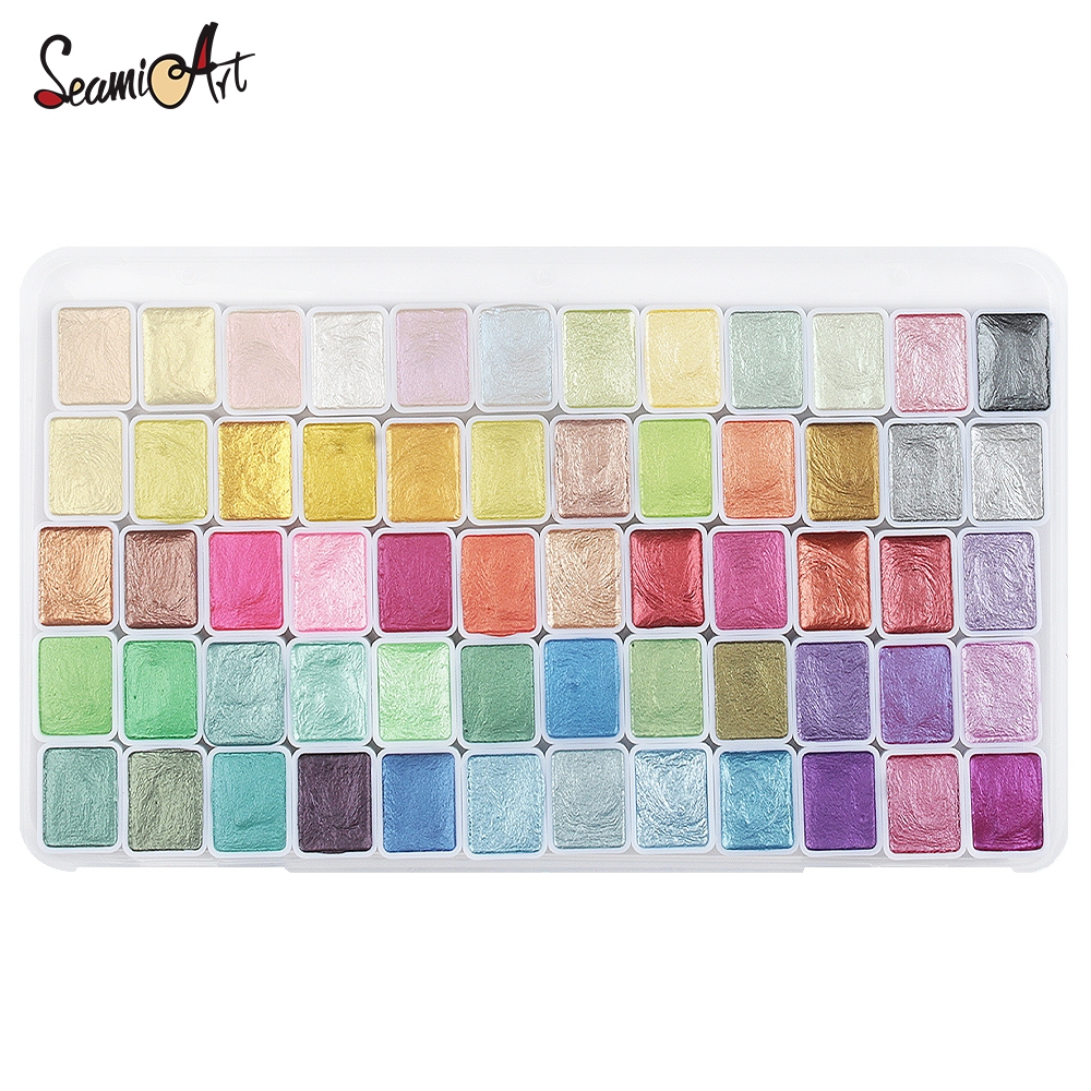 Ảnh Seamiart 20 24 36 48 60 Màu Ngọc Trai Chắc Chắn Màu Nước Bộ Vẽ Tranh Móng Tay Nghệ Thuật 1