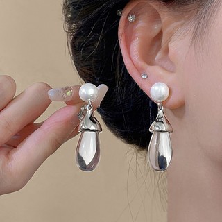 Bạc Kim Ngọc Trai Thả Nhựa Bông Tai Thiết Kế Thời Trang Đơn Giản Cảm Giác Thả Bông Tai Thích Hợp Đi Lại Mới Bông Tai Bán Buôn Nữ