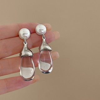 Bạc Kim Ngọc Trai Thả Nhựa Bông Tai Thiết Kế Thời Trang Đơn Giản Cảm Giác Thả Bông Tai Thích Hợp Đi Lại Mới Bông Tai Bán Buôn Nữ