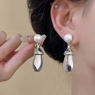 Bạc Kim Ngọc Trai Thả Nhựa Bông Tai Thiết Kế Thời Trang Đơn Giản Cảm Giác Thả Bông Tai Thích Hợp Đi Lại Mới Bông Tai Bán Buôn Nữ