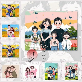 MOZI✨30 * 40cm / 40 * 50cm Chân dung gia đình tranh tô màu theo số tranh số hóa tranh sơn dầu số hoá Tranh sơn dầu kỹ thuật số diy Tranh tô màu Tranh kỹ thuật số Tranh tay Tranh làm đầy Tranh kỹ thuật số Tranh sơn dầu Tranh trang trí Tranh Acrylic
