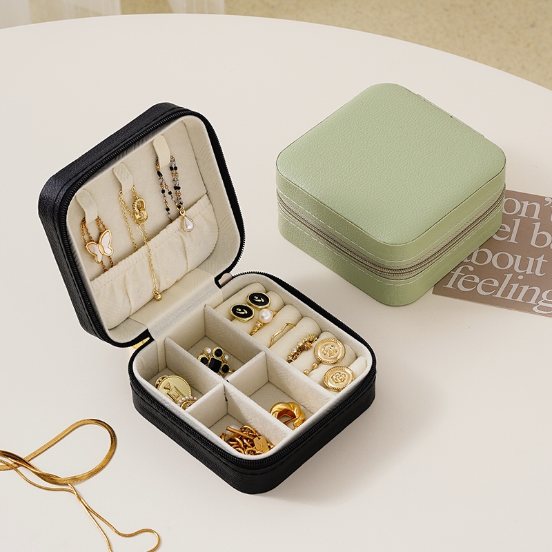 Casegrace Hộp đựng đồ trang sức du lịch Mini Hộp đựng đồ trang sức nhung Nhẫn bông tai Vòng cổ tổ chức một lớp