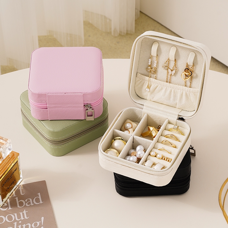 Casegrace Hộp đựng đồ trang sức du lịch Mini Hộp đựng đồ trang sức nhung Nhẫn bông tai Vòng cổ tổ chức một lớp
