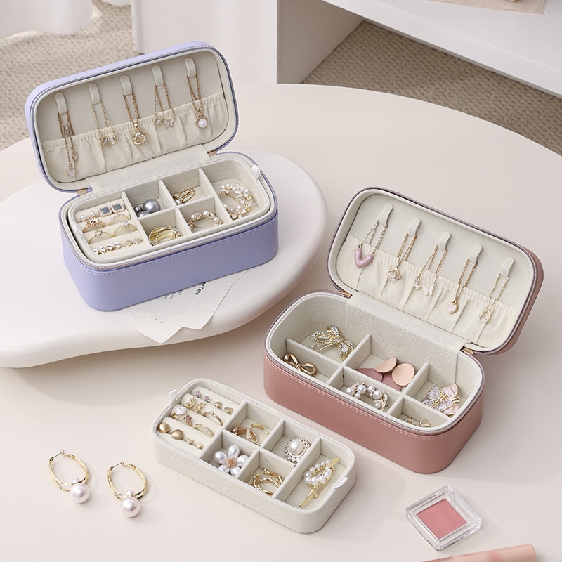 Casegrace Hộp Trang Sức Người Tổ Chức Cho Bé Gái Giả Da Trang Sức Hộp Đựng Organzier Hộp Đựng 2 Lớp Bông Tai Vòng Cổ Nhẫn Hộp Bảo Quản Năm Mới Quà Tặng Giáng Sinh