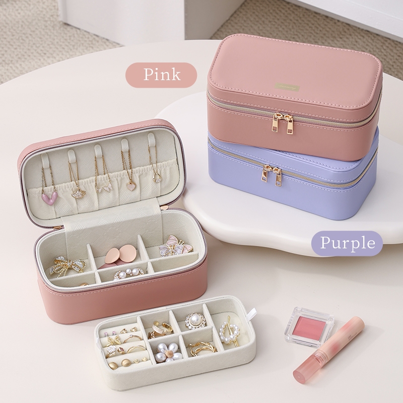Casegrace Hộp Trang Sức Người Tổ Chức Cho Bé Gái Giả Da Trang Sức Hộp Đựng Organzier Hộp Đựng 2 Lớp Bông Tai Vòng Cổ Nhẫn Hộp Bảo Quản Năm Mới Quà Tặng Giáng Sinh