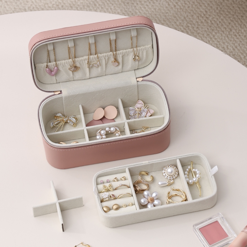 Casegrace Hộp Trang Sức Người Tổ Chức Cho Bé Gái Giả Da Trang Sức Hộp Đựng Organzier Hộp Đựng 2 Lớp Bông Tai Vòng Cổ Nhẫn Hộp Bảo Quản Năm Mới Quà Tặng Giáng Sinh