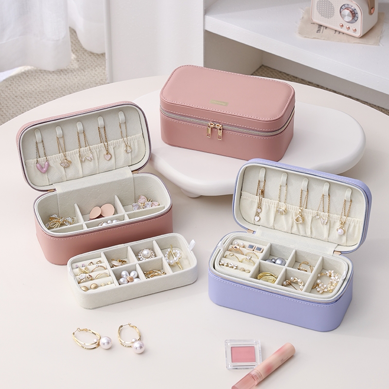 Casegrace Hộp Trang Sức Người Tổ Chức Cho Bé Gái Giả Da Trang Sức Hộp Đựng Organzier Hộp Đựng 2 Lớp Bông Tai Vòng Cổ Nhẫn Hộp Bảo Quản Năm Mới Quà Tặng Giáng Sinh