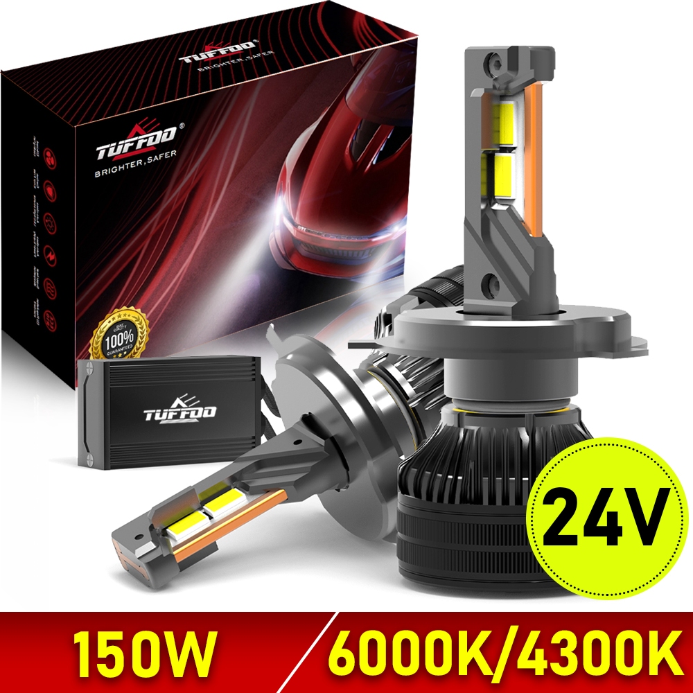 TUFFOO 1 Cặp Bóng Đèn Pha LED 24V 150W 30000LM Cho Xe Tải / Xe Tải H4 / H7 / H1 6000K Trắng 4300K Vàng Trắng Ấm