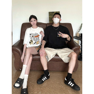 HIIXIIVI Thương Hiệu Mới 100% Cotton Unisex Áo Thun Nữ Tay Ngắn Nam Nữ Baggy Cổ Tròn Rời In Độc Đáo Cặp Đôi Tee
