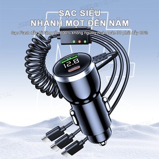 Bộ sạc ô tô SEAMETAL 230W với cáp sạc nhanh 3 trong 1 PD Type C QC3.0 USB C Bộ sạc điện thoại ô tô cho Samsung Iphone Xiaomi