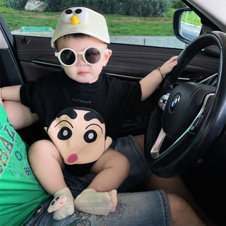 Baby Onesie Body Rompers Bé Trai Crayon Shin-chan Áo liền quần Quần Áo Có Mũ Trùm Đầu Dễ Thương Cho 0 ~ 24 Tháng