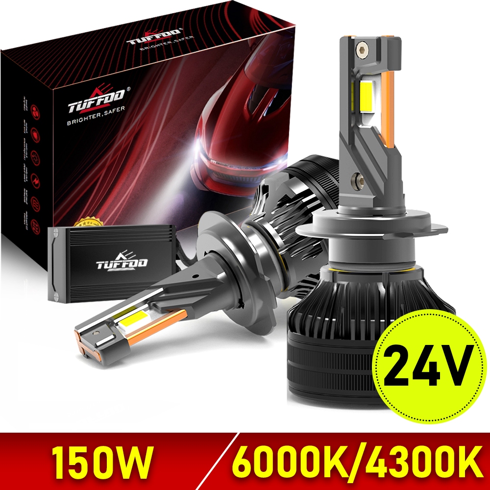 TUFFOO 1 Cặp Bóng Đèn Pha LED 24V 150W 30000LM Cho Xe Tải H7 / H4 / H1 Trắng / 4300K Vàng Trắng Ấm