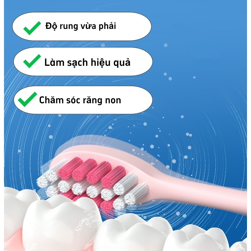 Ảnh EVEBOT Bàn chải đánh răng điện Sonic cho trẻ em 3-12 tuổi, Chế độ 5 tốc độ, Bàn chải mềm chống thấm nước IPX7, Tuổi thọ pin siêu dài 3