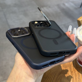 Giá đỡ khung sơn mài kim loại hấp thụ từ tính sang trọng 15 Pro max Ốp lưng mờ cho iPhone 14 13 12 11 Pro max 14plus 15plus vỏ có ống kính máy ảnh PC Vỏ cứng chống sốc