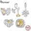 Bamoer 925 Sterling Sliver Charm Lá bạch quả Mặt dây chuyền Phụ kiện mùa thu Series cho vòng tay