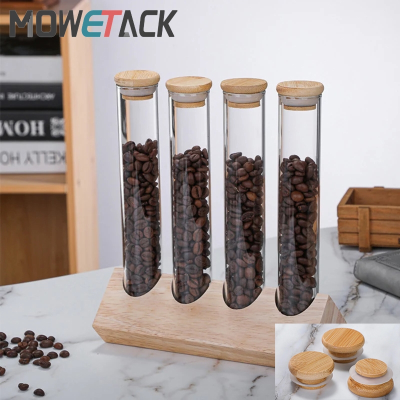 150ml Kín Chai Thủy Tinh Có Chân Đế Bằng Gỗ Trà Cà Phê Hạt Hạt Hình Trụ ...