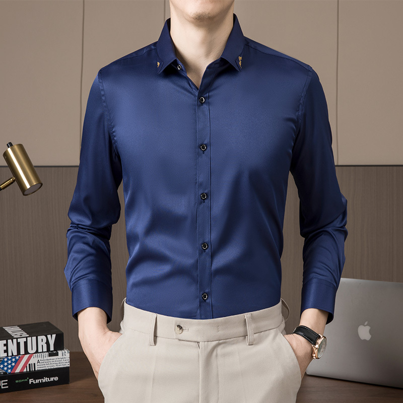 Bộ Đồ Nam Công Sở Áo Sơ Mi Nút Công Sở Áo Sơ Mi Công Sở Tay Dài Quần Áo Nam Làm Việc Hàng Đầu Áo Sơ Mi Thường Ngày