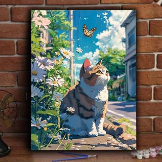 MOZI✨30 * 40cm / 40 * 50cm mèo hoa tranh tô màu theo số tranh số hóa tranh sơn dầu số hoá Hoa Mèo Số Tranh Sơn Dầu Tự Làm Tranh Handmade Tô Màu Tranh Số Tranh Làm Đầy Tranh Vẽ Tay Tranh Acrylic Tranh Quà Tặng Tranh