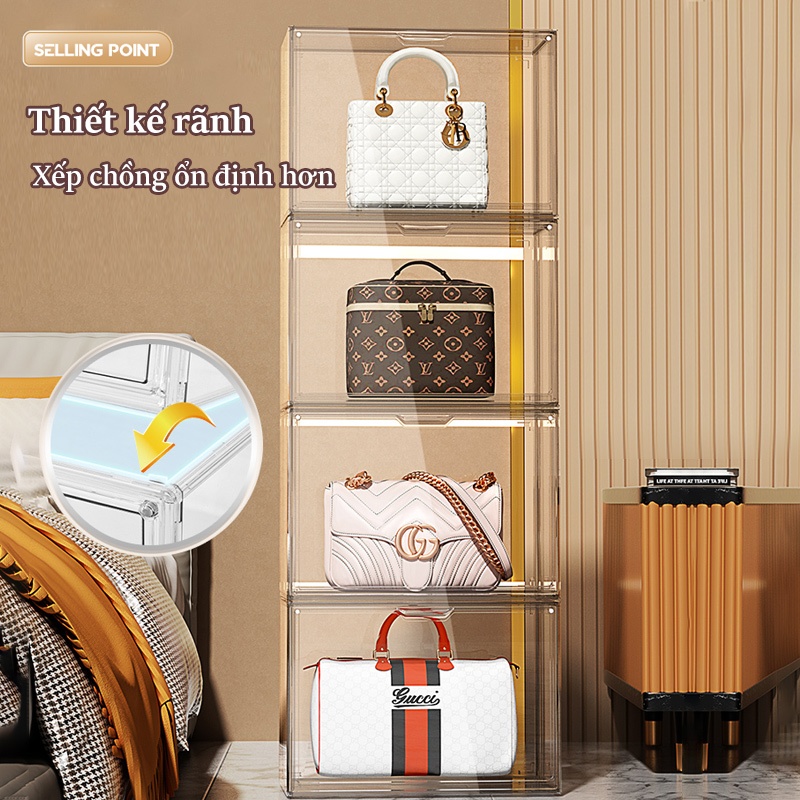 Cambond Hộp Đựng Giày Acrylic Có Thể Xếp Chồng Lớn Giày Sneaker Hộp Đựng Trong Suốt Sắp Xếp Lưu Trữ