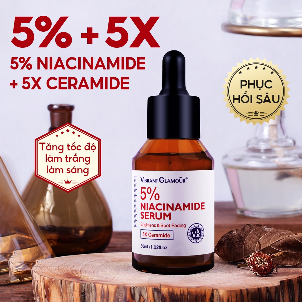 Ảnh ROYAL DSM Niacinamide & 5X Ceramide 2PCS VIBRANT GLAMOUR 5% + 8% Niacinamide + 3X Centella，Làm Trắng Nhanh & Mờ Đốm Đen, Tàn Nhang & Giảm Sự Tích Tụ Melanin $ Nuôi Dưỡng Sâu & Giảm Đỏ Da, 30ml + 30g 3