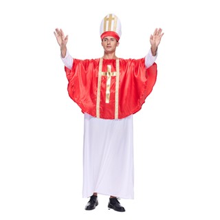 Trang Phục Halloween Công Giáo Người Lớn: Áo choàng Trắng, Poncho Đỏ, Mũ Lễ Hội, Cosplay Tôn Giáo