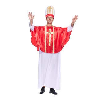 Trang Phục Halloween Công Giáo Người Lớn: Áo choàng Trắng, Poncho Đỏ, Mũ Lễ Hội, Cosplay Tôn Giáo