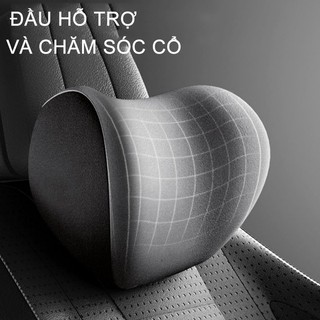 Gối Tựa Đầu Ô Tô SEAMETAL Tựa Lưng Cao Cấp Chất Liệu Cao Su Non Đàn Hồi và Vải coton Thoáng Khí Hỗ Trợ Phần Tựa Đầu và Lưng