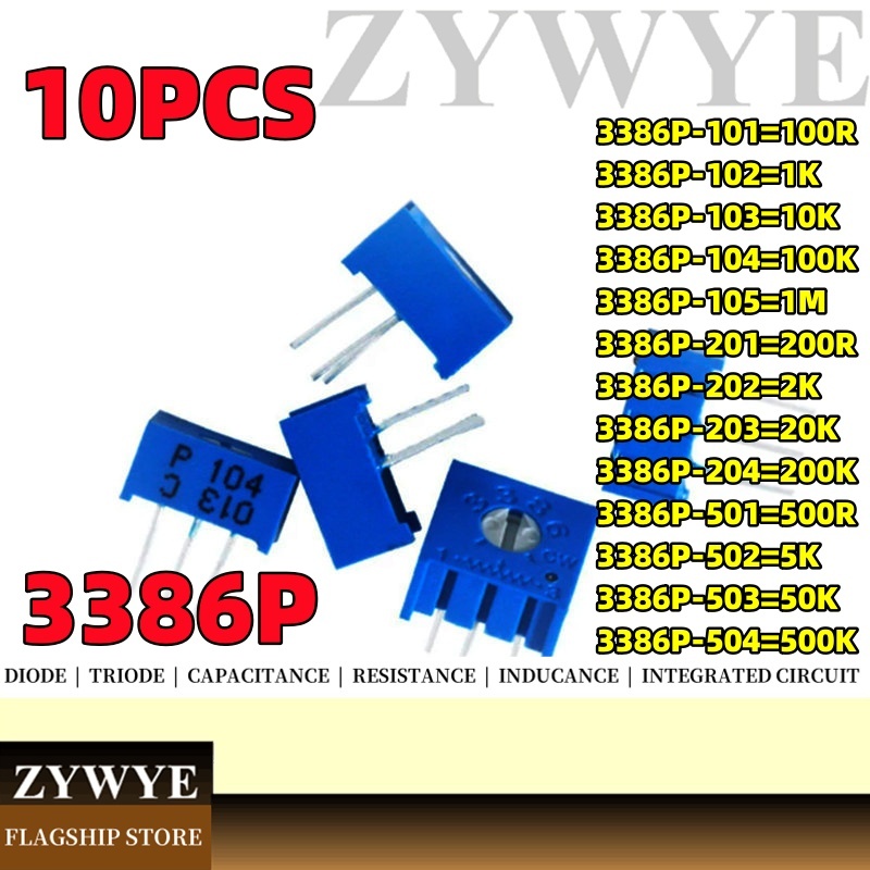 10 chiếc 3386P-103 3386P Điều chỉnh hàng đầu Vòng đơn có thể điều chỉnh ...