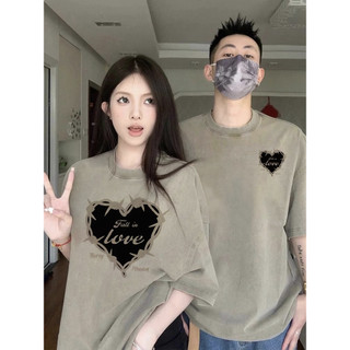 HIIXIIVI Áo thun unisex tay ngắn cổ tròn, cotton, in độc đáo, form rộng, cho cặp đôi