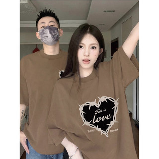 HIIXIIVI Áo thun unisex tay ngắn cổ tròn, cotton, in độc đáo, form rộng, cho cặp đôi