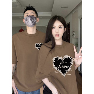 HIIXIIVI Áo thun unisex tay ngắn cổ tròn, cotton, in độc đáo, form rộng, cho cặp đôi
