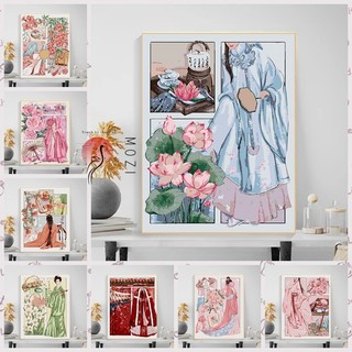 MOZI✨30 * 40cm / 40 * 50cm tranh sơn dầu số hoá tranh tô màu theo số tranh số hóa tranh sơn dầu số hoá Tranh sơn dầu kỹ thuật số cổ tự làm Tranh thủ công Tranh tô màu Tranh kỹ thuật số Tranh làm đầy Tranh trang trí Tranh Acrylic