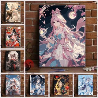 MOZI✨30 * 40cm / 40 * 50cm cô gái cổ xưa tranh tô màu theo số tranh số hóa tranh sơn dầu số hoá Cổ Cô Gái Số Tranh Sơn Dầu Tự Làm Tranh Handmade Tô Màu Tranh Làm Đầy Tranh Sơn Dầu Tranh Trang Trí Số Tranh