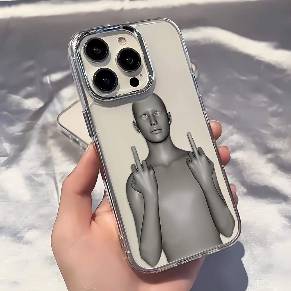 Ngón giữa Thích hợp cho vỏ điện thoại Apple 15promax Kim loại iPhone14pro / 13 Premium 12 / 11 Trong suốt 7