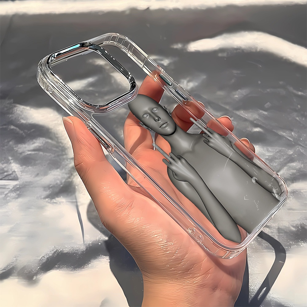 Ngón giữa Thích hợp cho vỏ điện thoại Apple 15promax Kim loại iPhone14pro / 13 Premium 12 / 11 Trong suốt 7