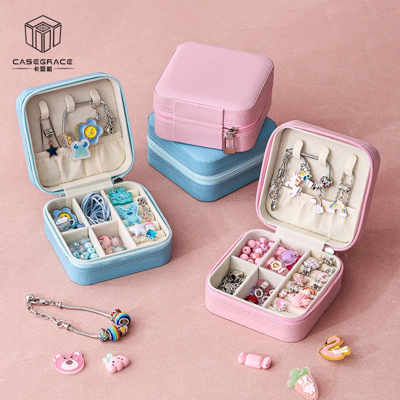 Casegrace Du Lịch Hộp Trang Sức Trẻ Em Trang Sức Tổ Chức Hộp Bông Tai Vòng Cổ Hộp Bảo Quản Cho Trẻ Em Bé Gái Quà Tặng Sinh Nhật