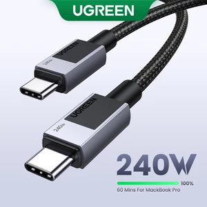 Mới Bán Ugreen 240W PD3.1 Type C sang Type C 480Mbps Cáp sạc nhanh bện USB C cho Macbook, iPhone 15 Pro Max, Máy tính bảng