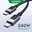 Mới Bán Ugreen 240W PD3.1 Type C sang Type C 480Mbps Cáp sạc nhanh bện USB C cho Macbook, iPhone 15 Pro Max, Máy tính bảng