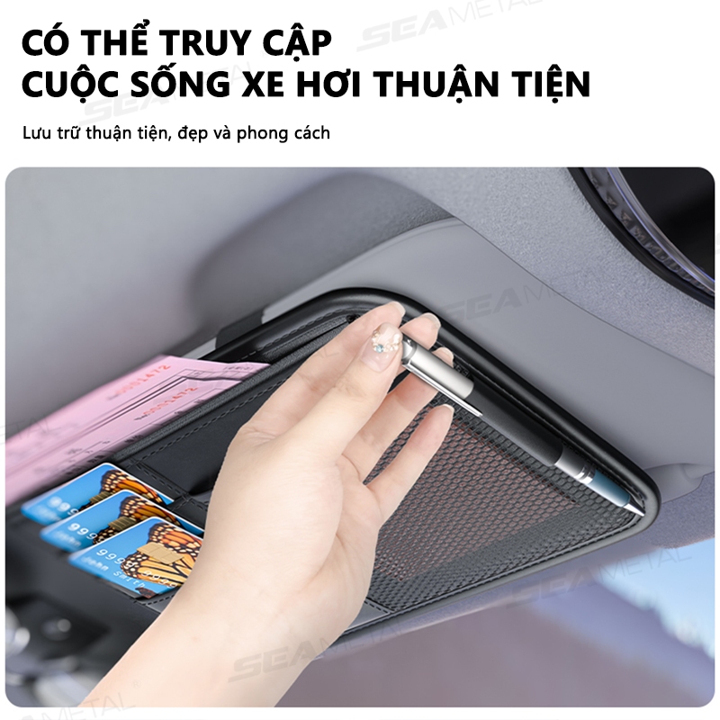 SEAMETAL Túi Da Pu Đựng Mắt Kính Gắn Tấm Che Nắng Xe Hơi Tiện Dụng