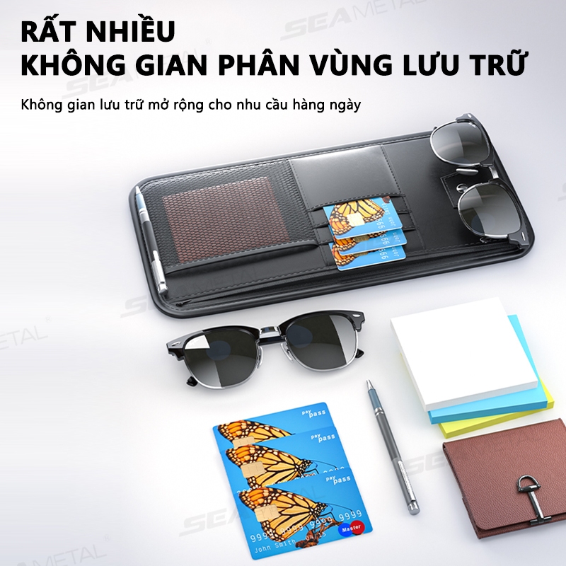 SEAMETAL Túi Da Pu Đựng Mắt Kính Gắn Tấm Che Nắng Xe Hơi Tiện Dụng