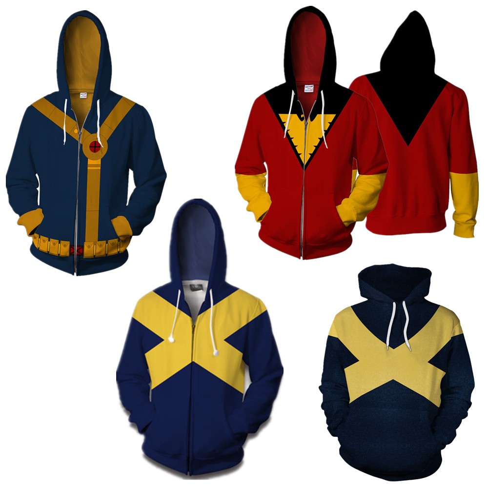 X-men Dark Phoenix Dây Kéo Áo Khoác Siêu Anh Hùng Áo Len In Kỹ Thuật Số Áo Khoác Ngoài unisex