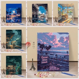 MOZI✨30 * 40cm / 40 * 50cm Phong Cảnh tranh tô màu theo số tranh số hóa tranh sơn dầu số hoá Kỹ Thuật Số Tranh Sơn Dầu Màu Tranh Làm Đầy Tranh Vẽ Tay Tranh Acrylic Trang Trí Nhà Cửa