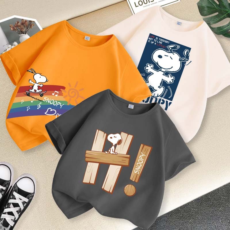 W.G.Q Raglan Tay Ngắn bé trai ，100% bông vải，Mềm mại thoải mái, Với Snoopy Print