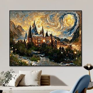 MOZI✨30 * 40cm / 40 * 50cm lâu đài bầu trời đầy sao tranh tô màu theo số tranh số hóa tranh sơn dầu số hoá Hogwarts Bầu Trời Đầy Sao Lâu Đài Sơn Dầu Kỹ Thuật Số Tự Làm Đầy Tranh Vẽ Tay Tranh Vẽ Tay Tranh Tô Màu Tranh Trang Trí Tranh Kỹ Thuật Số