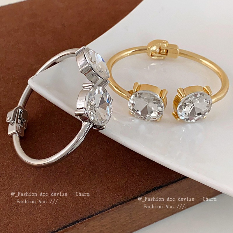 Vòng tay mở khảm kim cương tròn xuyên biên giới Châu Âu và Hoa Kỳ nhẹ nhàng sang trọng vòng tay giác quan cao cấp tinh tế phụ kiện tay mới bán buôn