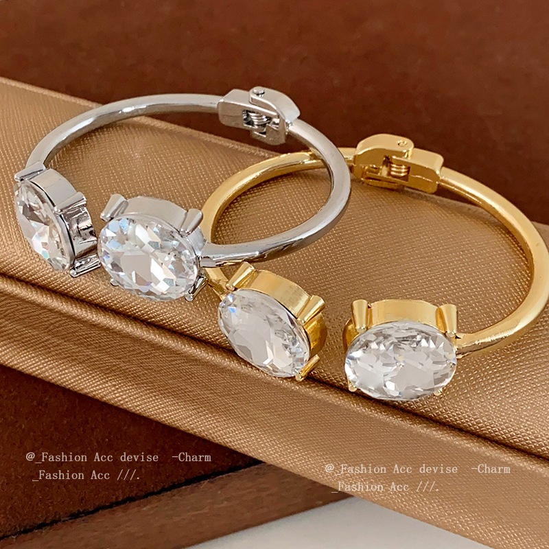 Vòng tay mở khảm kim cương tròn xuyên biên giới Châu Âu và Hoa Kỳ nhẹ nhàng sang trọng vòng tay giác quan cao cấp tinh tế phụ kiện tay mới bán buôn