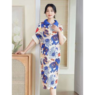 Miyake Đầu Mùa Xuân Phong Cách Mới Đơn Mờ In Hình Thời Trang Sang Trọng Rời Ôm Hơn Nhìn Ple