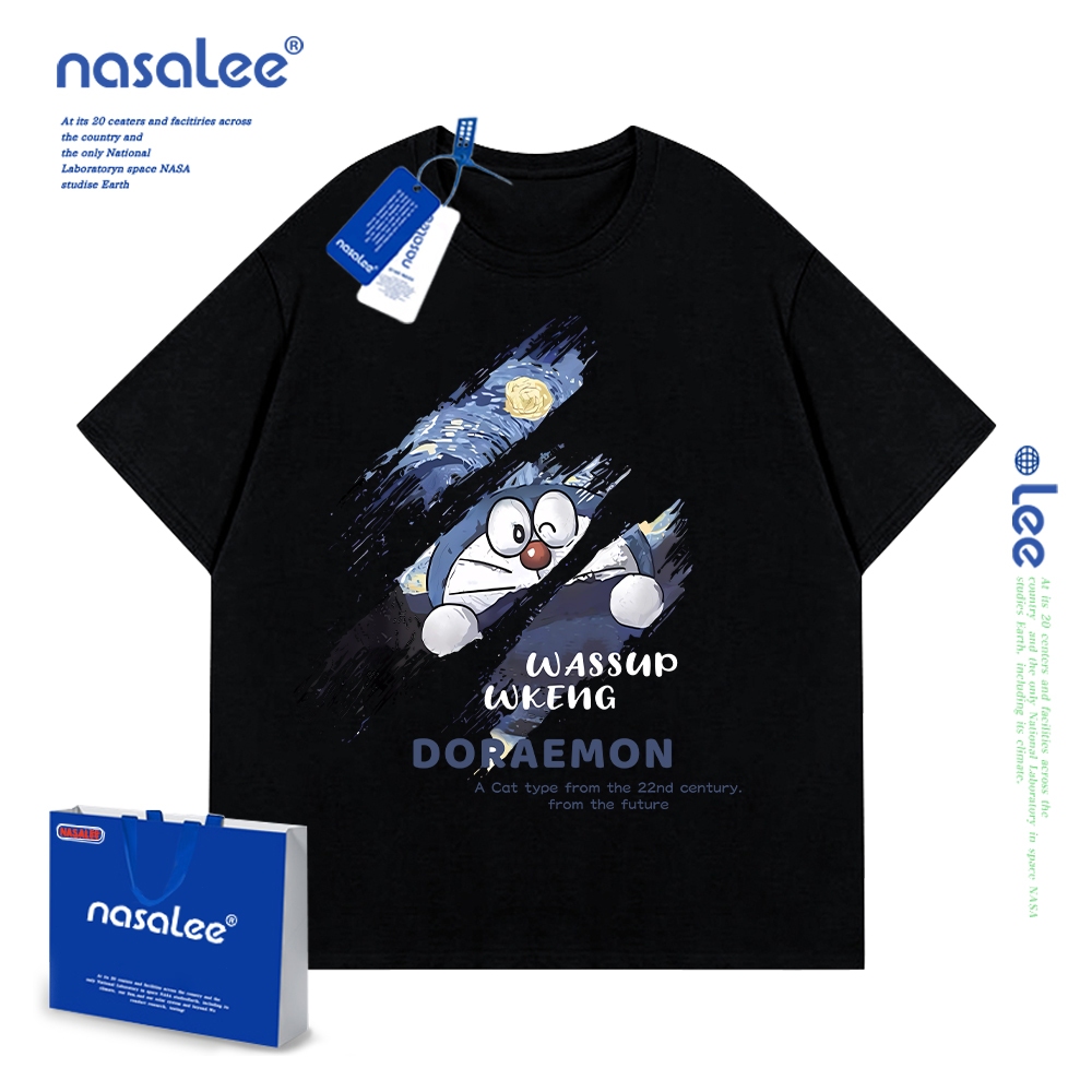 NASA áo trẻ em cotton 2025 mới mềm mại thoải mái, áo cộc in họa tiết Doraemon cho bé trai