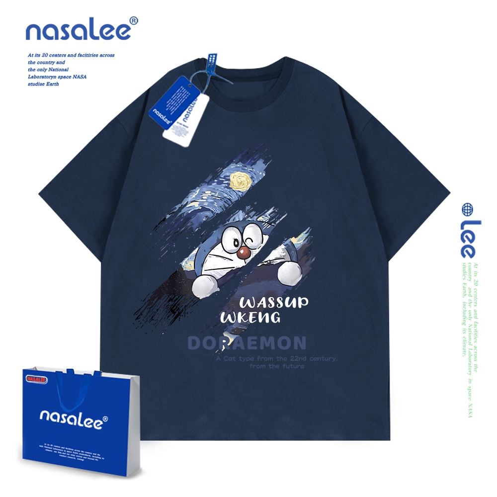 NASA áo trẻ em cotton 2025 mới mềm mại thoải mái, áo cộc in họa tiết Doraemon cho bé trai